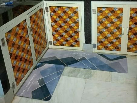 Rubber Floor Mat with Elegance Microfiber Non-Slip with Runner Geometric Pattern
