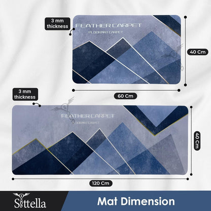 Rubber Floor Mat with Elegance Microfiber Non-Slip with Runner Geometric Pattern