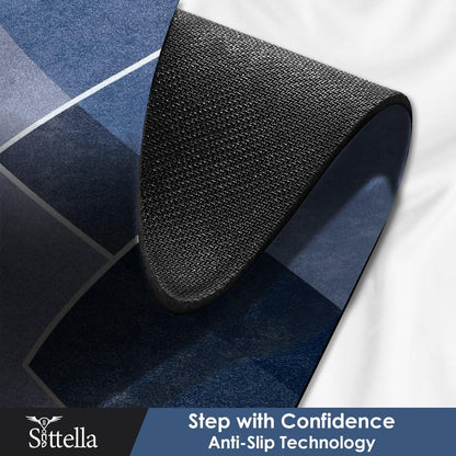 Rubber Floor Mat with Elegance Microfiber Non-Slip with Runner Geometric Pattern